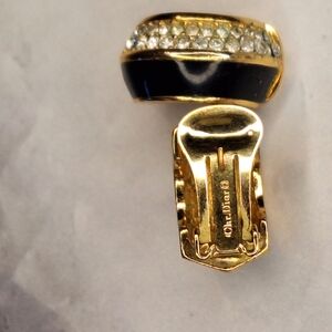 Christian Dior Gold and Black Clip-On Earrings